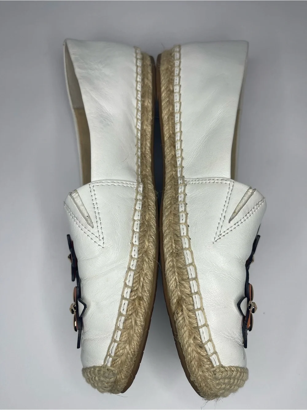 Michael Kors Heidi White Leather Slip-On Espadrille with Floral Accents size 36
